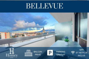 HOMEY BELLEVUE - New - Appartement avec une chambre - Parking privé gratuit - Balcon avec belle vue - Netflix et Wifi inclus - A 5 min de la frontière pour rejoindre Genève Gaillard
